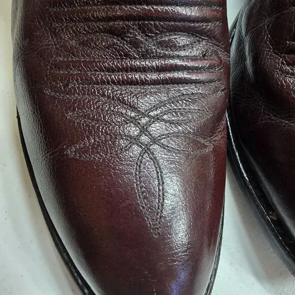 Vintage J. Chisholm Cowboy Western Boots Black Cherry Mens 12 EE 11220 USA Made - Picture 12 of 16